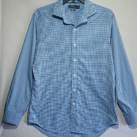 Polo Ralph Lauren Performance blue, green, white checkered men's shirt size L‎ - Picture 1 of 6